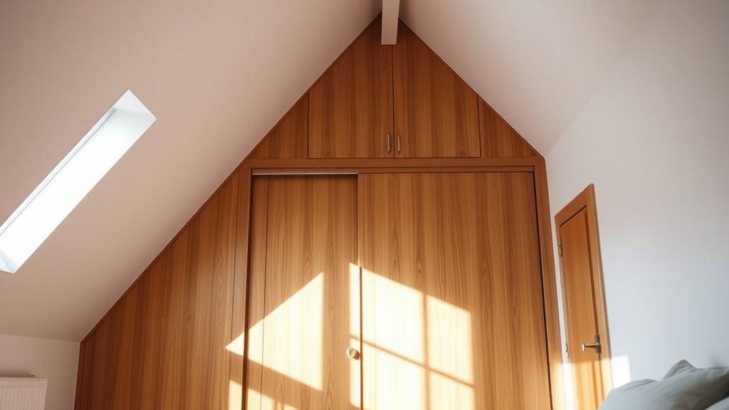 Detail einer Schrankmontage mit Holzplatten, Schiebetürschiene und Werkzeug als Beispiel für Dachschrägenschrank Planung