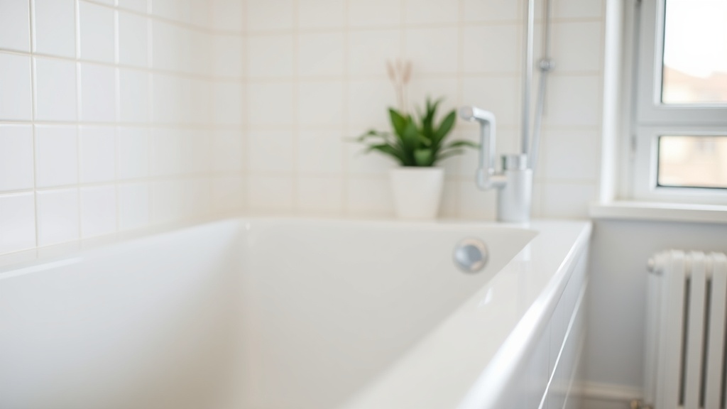 Helles Badezimmer mit erneuerter Silikonfuge an Badewanne und Fliesen, praktische Badfugen erneuern Anleitung für Mietwohnung.