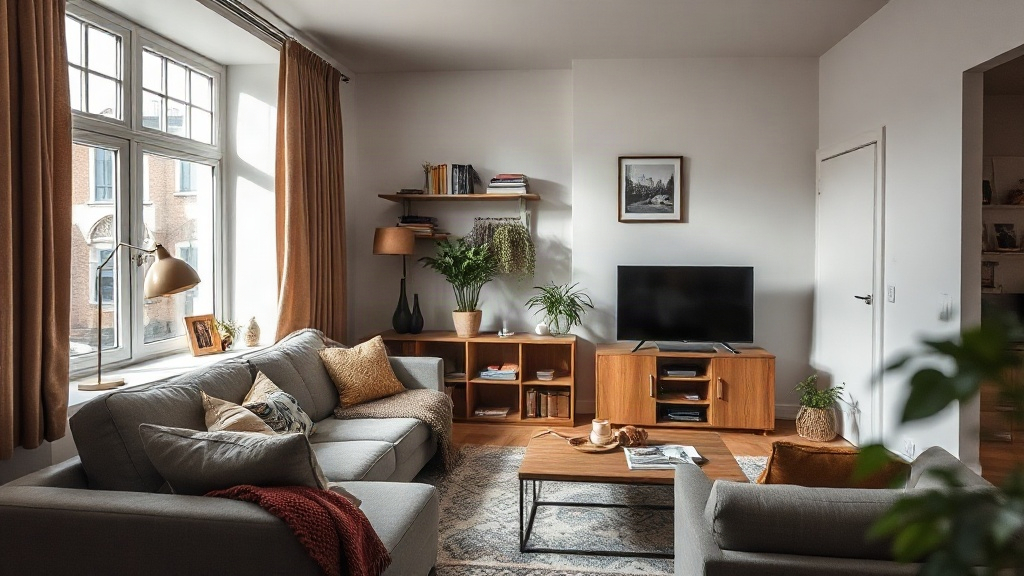 Geordnete Kabel hinter einem Medienmöbel im Wohnzimmer, passend für Kabelmanagement und TV-Wand Planung